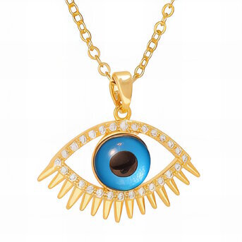 18K gold plated Stainless steel  "Evil Eye" necklace, Intensity