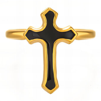 "Crosses" Ring, 18K Gold Plated Steel