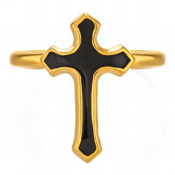 18K gold plated Stainless steel  "Crosses" finger ring, Intensity