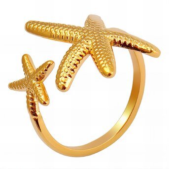 18K gold plated Stainless steel  "Starfish" finger ring, Intensity