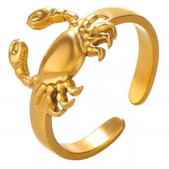 18K gold plated Stainless steel  "Crabs" finger ring, Intensity