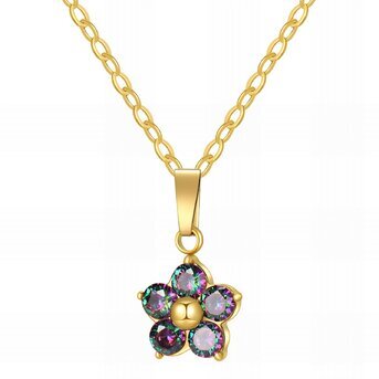 "Flower" Necklace, 18K Gold Plated Steel