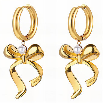 "Bows" Earrings, 18K Gold Plated Steel