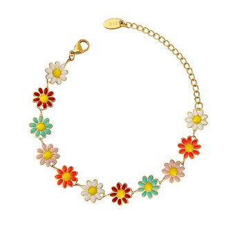 "Flowers" Bracelet, 18K Gold Plated Steel